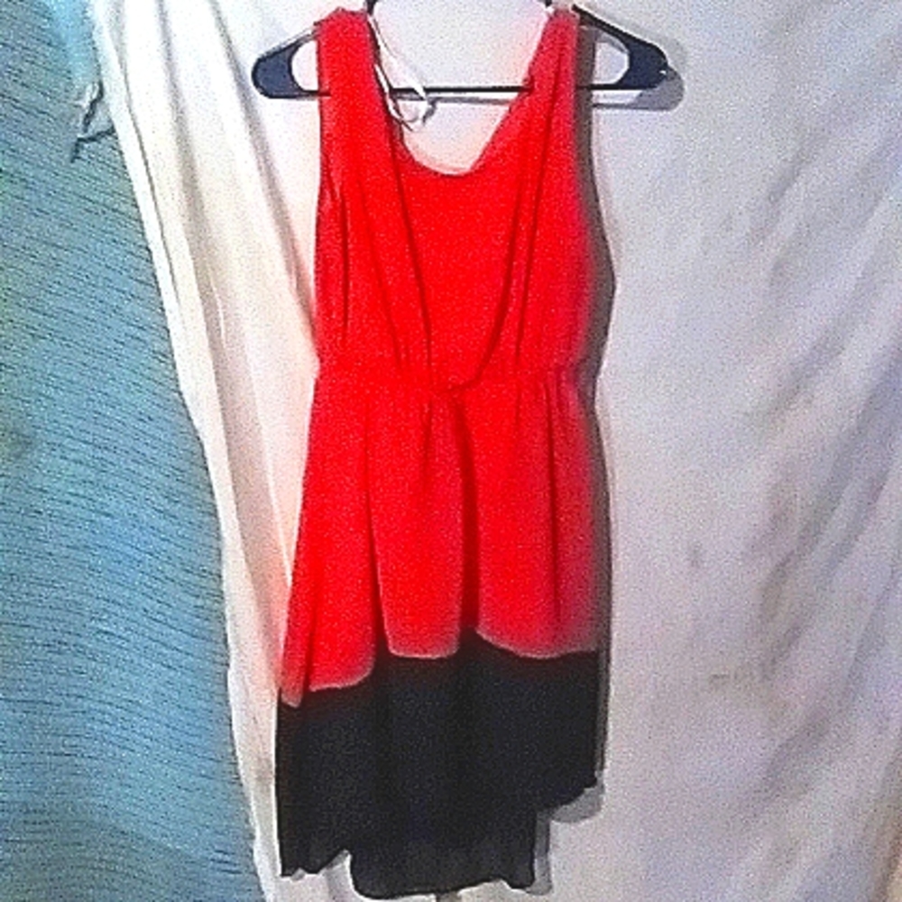 Coral and navy midi dress size L